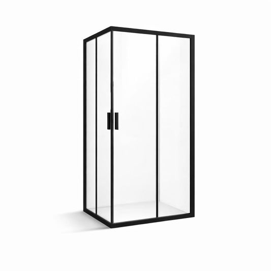 H&F Douchecabine Forma - Schuifdeuren Mat Zwart (90x90 / 90x120 / 90x140 cm)