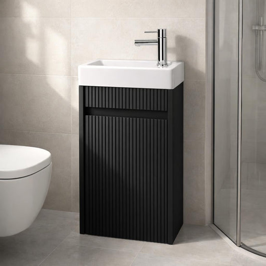 H&F Ribbed Matte Toilet Furniture Set Incl. Faucet, Siphon and Pop-up, (W x D x H)