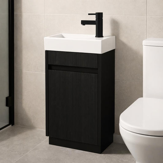 H&F Toilet Furniture Set Matt Ribbed Incl. A Tap, Siphon, And A Pop-up, (W X D X H)