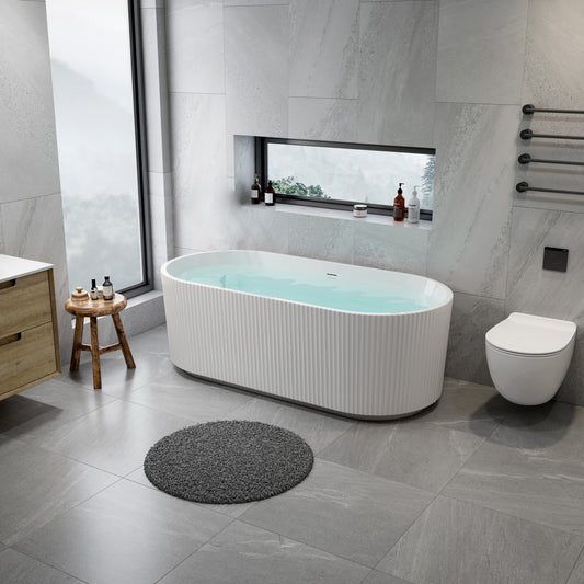 H&F Freestanding Grooved Bathtub