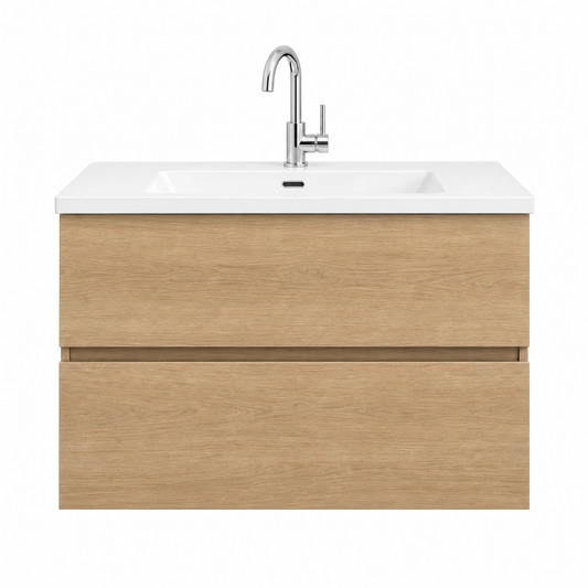 H&F Badkamer Meubelset Enkel Naturel Eik Mat (B X D X H)