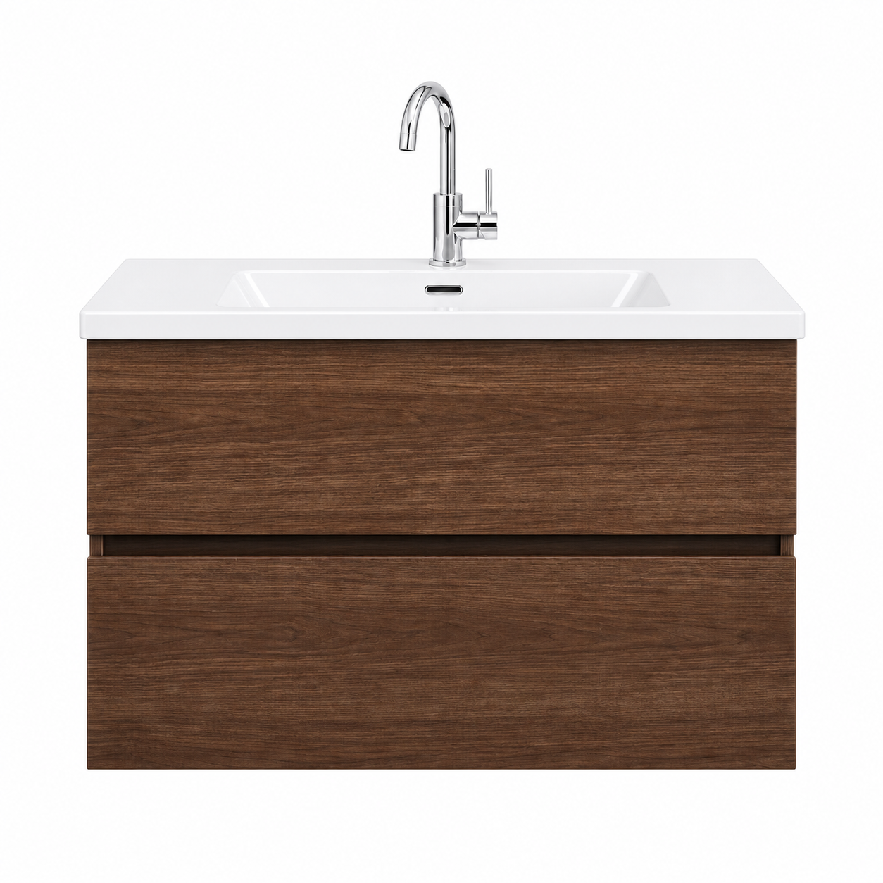 H&F Badkamer Meubelset Dubbel Donker Walnoot Mat (B X D X H)