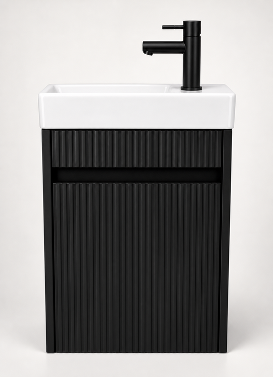 H&F Toilet Meubelset Mat Geribbeld Incl. E Kraan, Sifon En E Popup , (B X D X H)