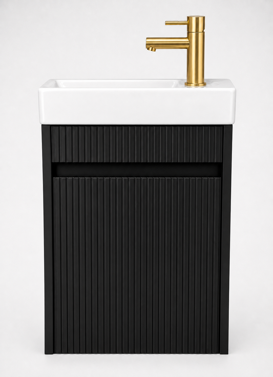 H&F Toilet Meubelset Mat Geribbeld Incl. Kraan , Sifon En Popup , (B X D X H)