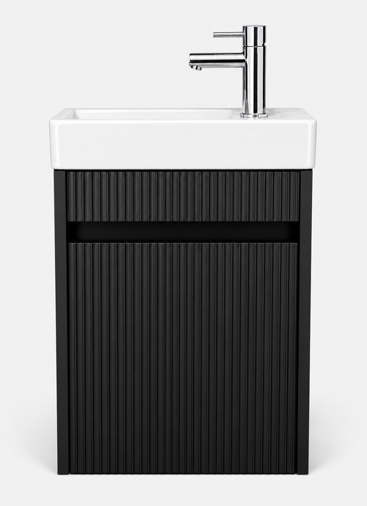 H&F Toilet Meubelset Mat Geribbeld Incl. Kraan, Sifon En Popup , (B X D X H)