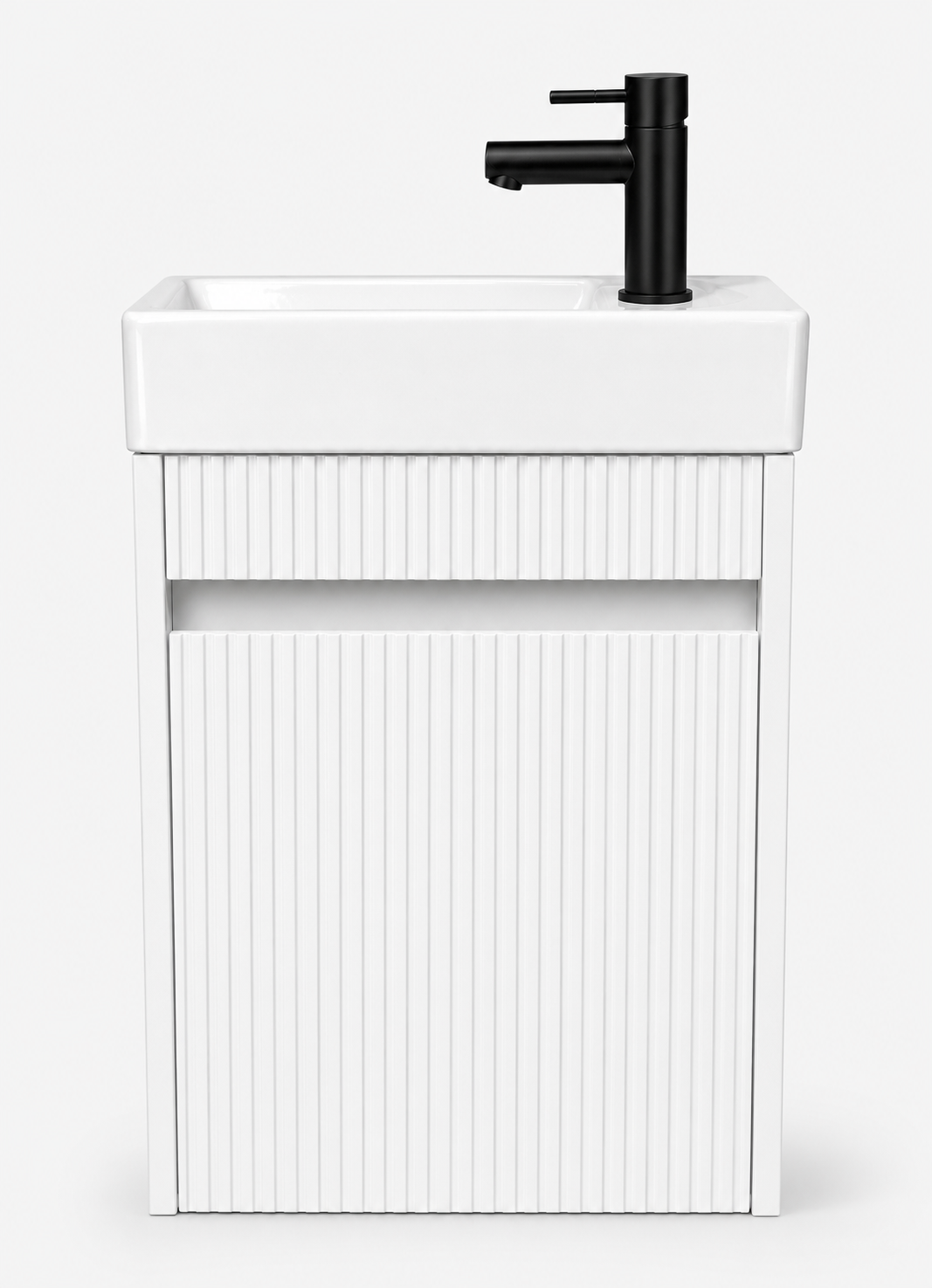 H&F Toilet Meubelset Hoogglans Geribbeld Incl. E Kraan, Sifon En E Popup , (B X D X H)
