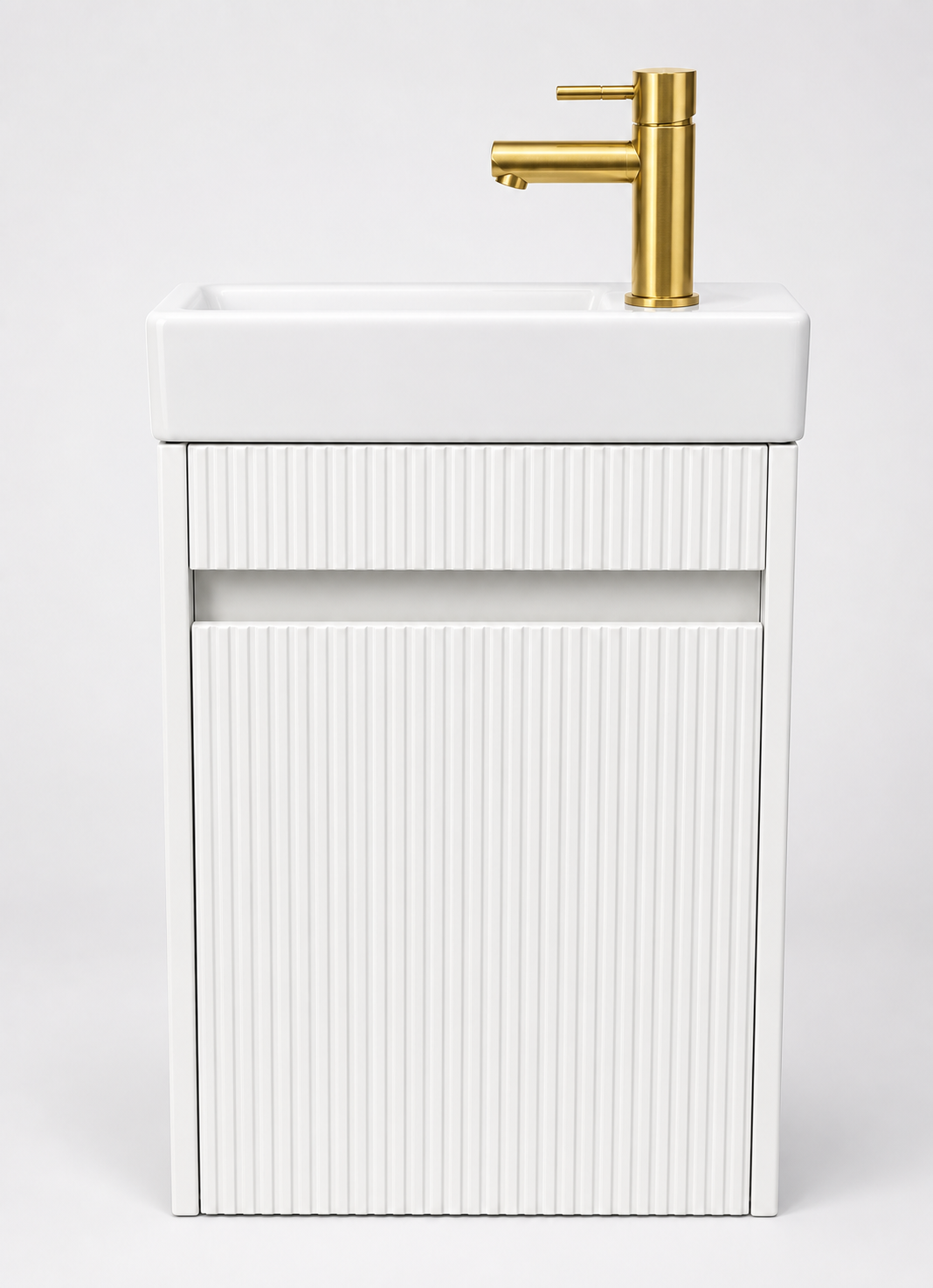 H&F Toilet Meubelset Hoogglans Geribbeld Incl. Kraan , Sifon En Popup , (B X D X H)