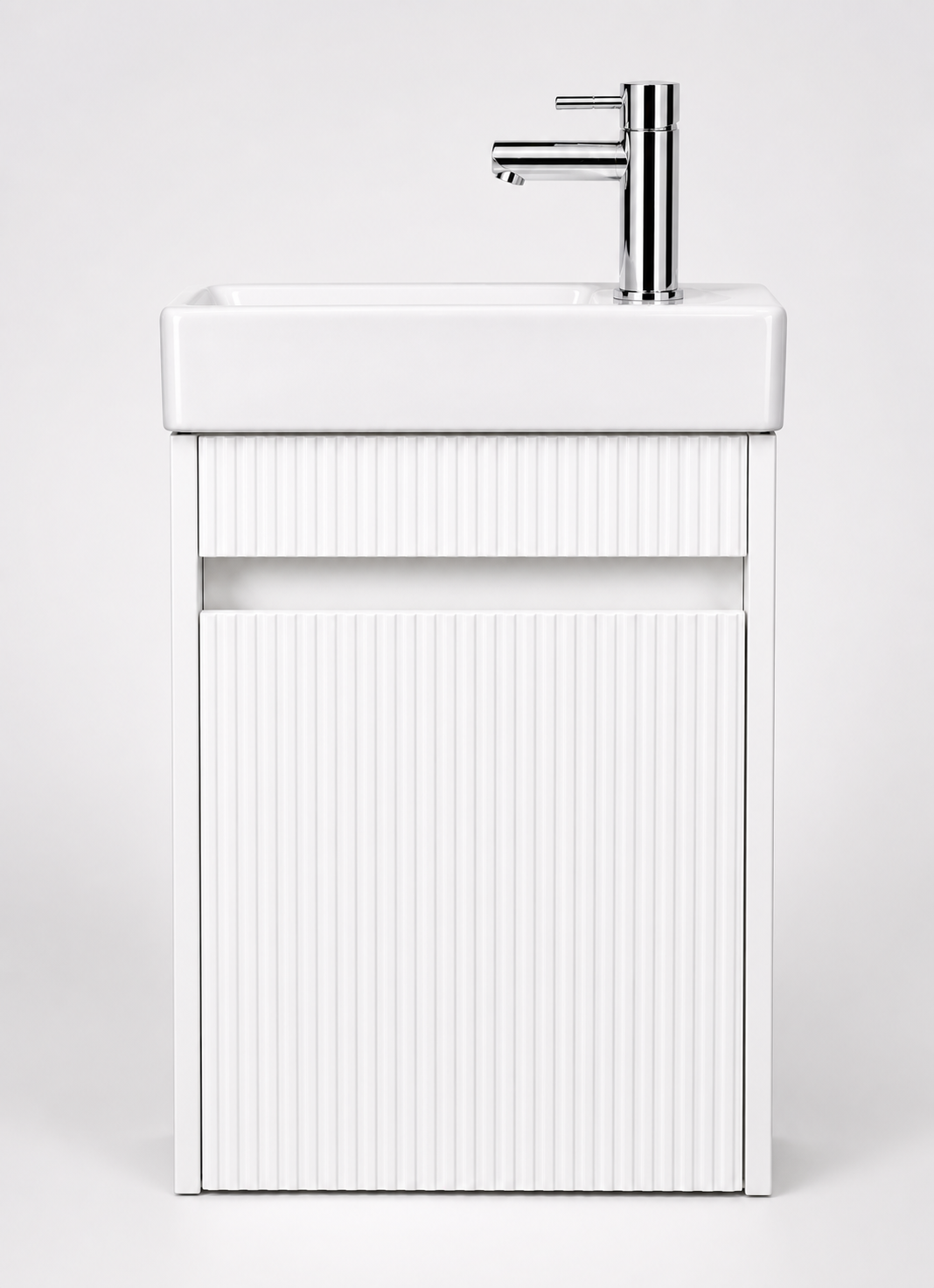 H&F Toilet Meubelset Hoogglans Geribbeld Incl. Kraan, Sifon En Popup , (B X D X H)