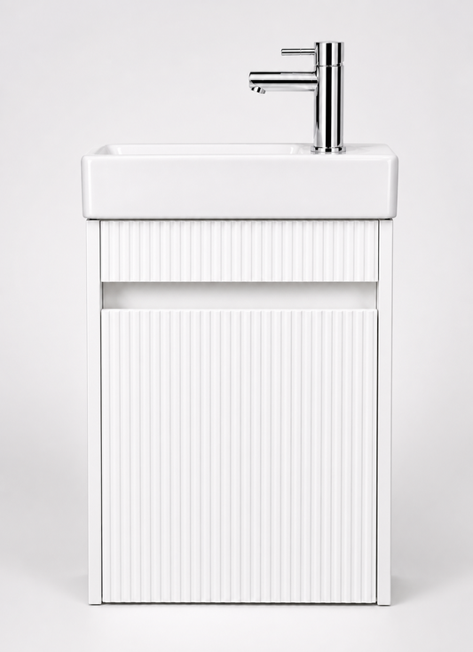 H&F Toilet Meubelset Hoogglans Geribbeld Incl. Kraan, Sifon En Popup , (B X D X H)
