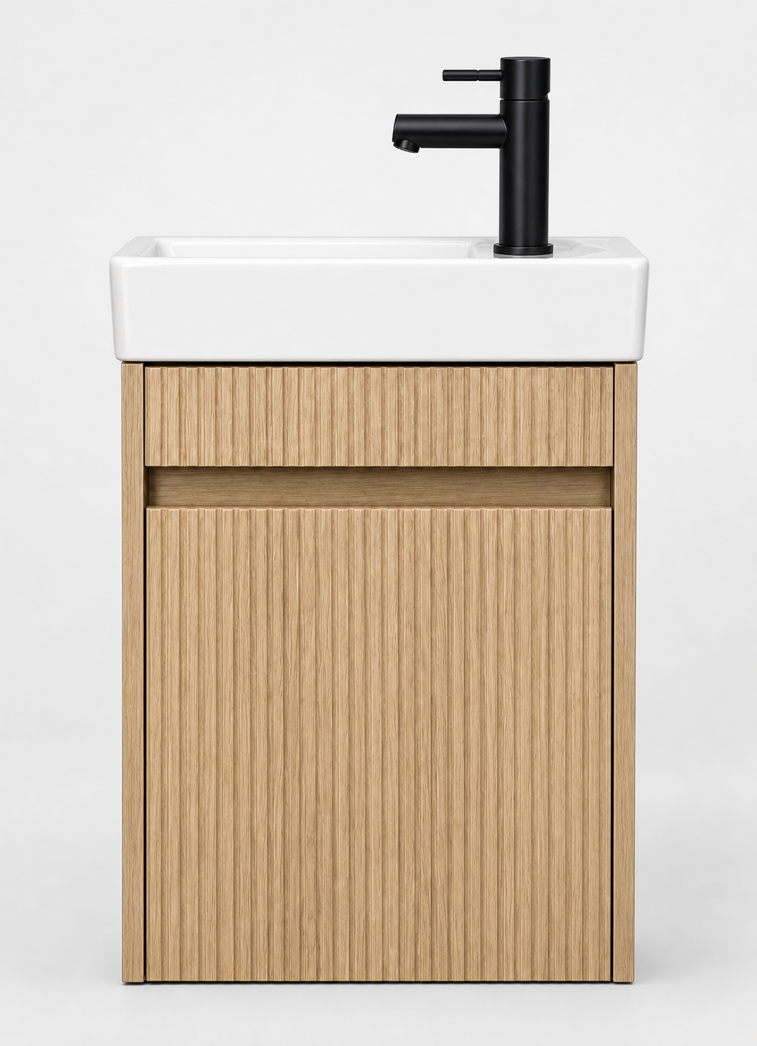 H&F Toilet Meubelset Eikgrijs Geribbeld Incl. E Kraan, Sifon En E Popup , (B X D X H)