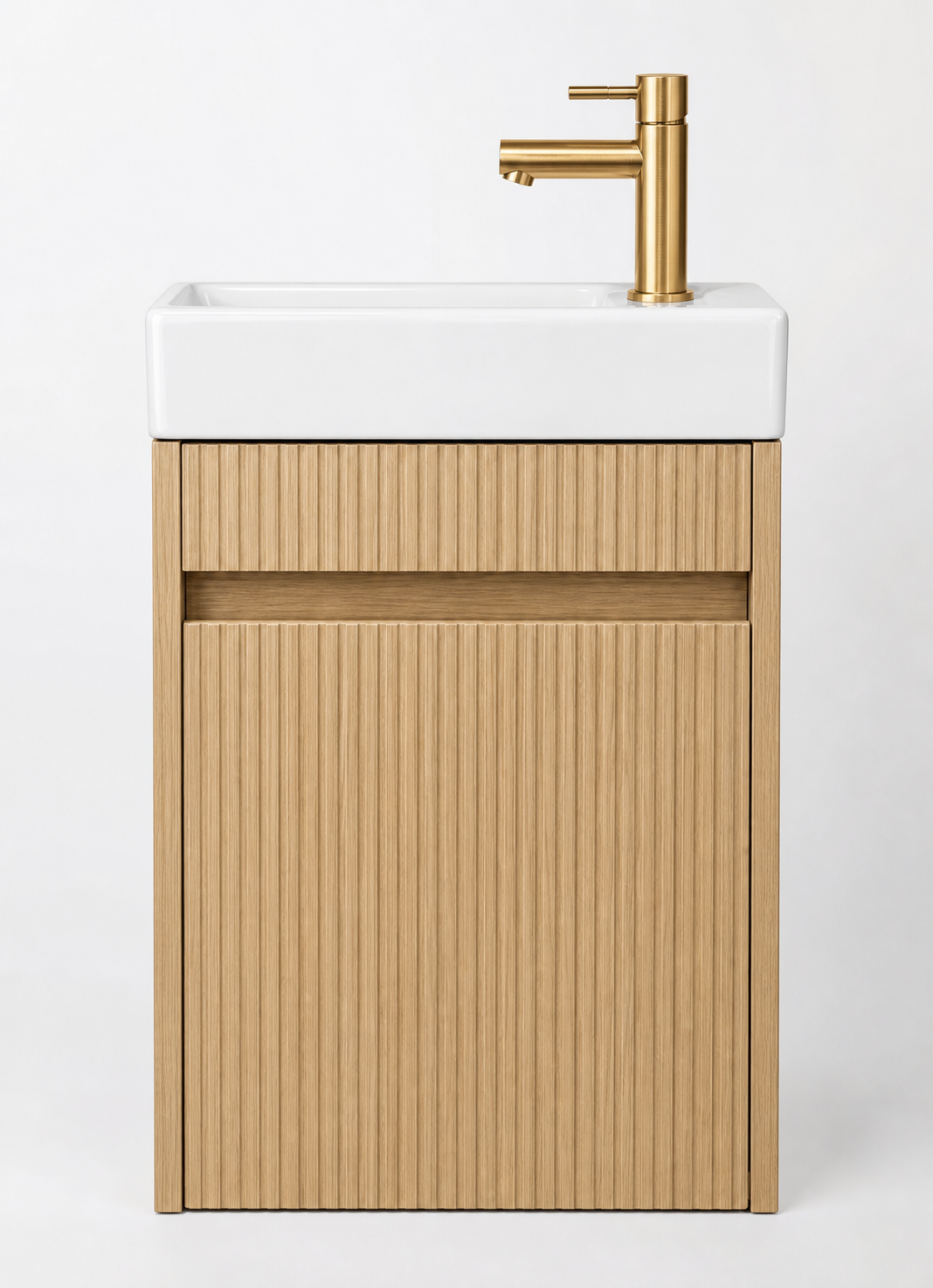 H&F Toilet Meubelset Eikgrijs Geribbeld Incl. Kraan , Sifon En Popup , (B X D X H)
