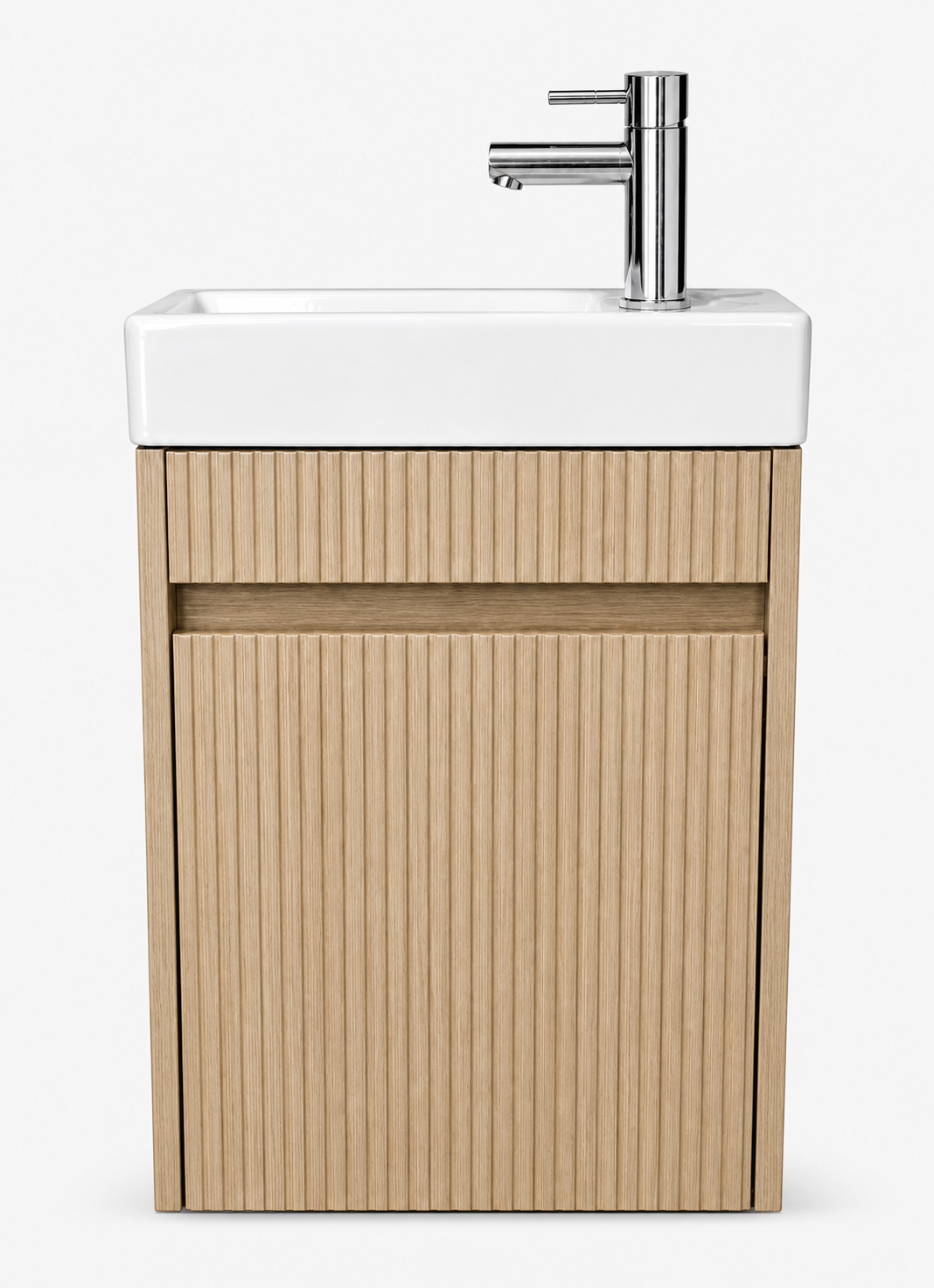 H&F Toilet Meubelset Eijkgrijs Geribbeld Incl. Kraan, Sifon En Popup , (B X D X H)