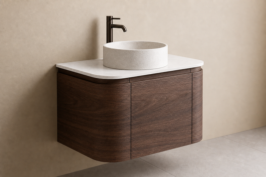 H&F Badkamer Meubelset Incl. Lavabo Donker Walnoot
