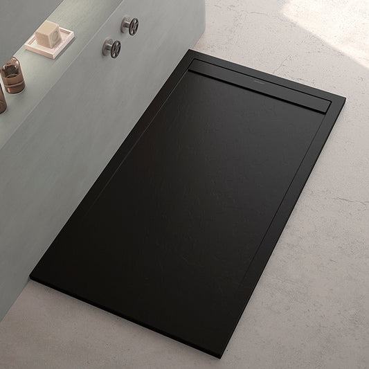 H&F Composiet Douchebak Smart - Mat Zwart (120/140/160 x 90 cm)