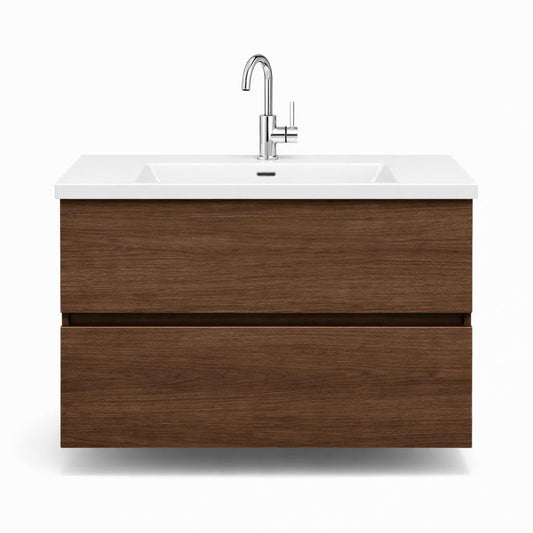 H&F Badkamermeubel Enkel Donker Walnoot Mat 80 & 100 cm