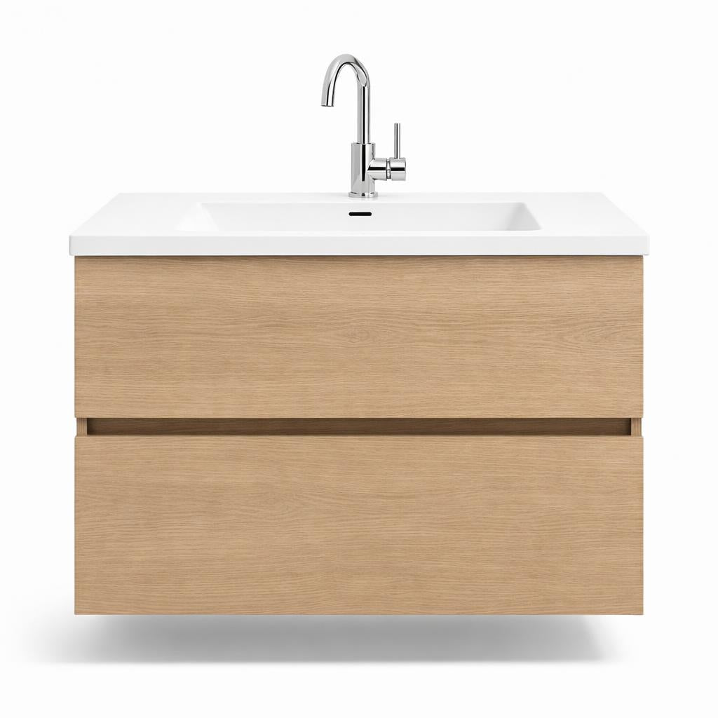 H&F Badkamer Meubelset Enkel Naturel Eik Mat (B X D X H)