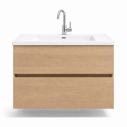 H&F Badkamermeubel Enkel Naturel Eik Mat 80 & 100 cm