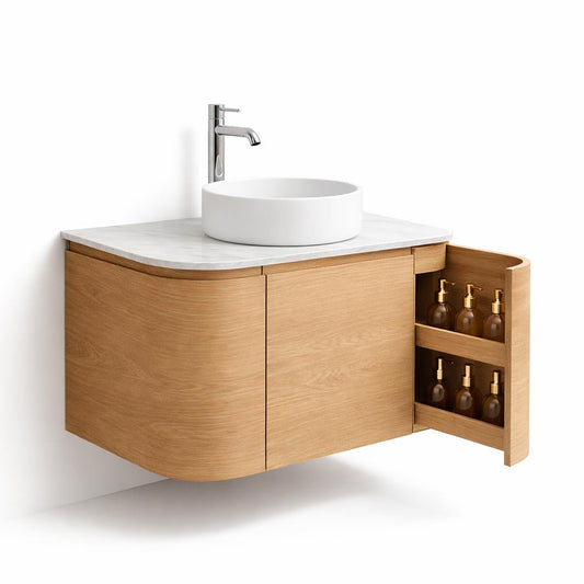 H&F Badkamermeubel incl. Lavabo Naturel Eik (Curva)